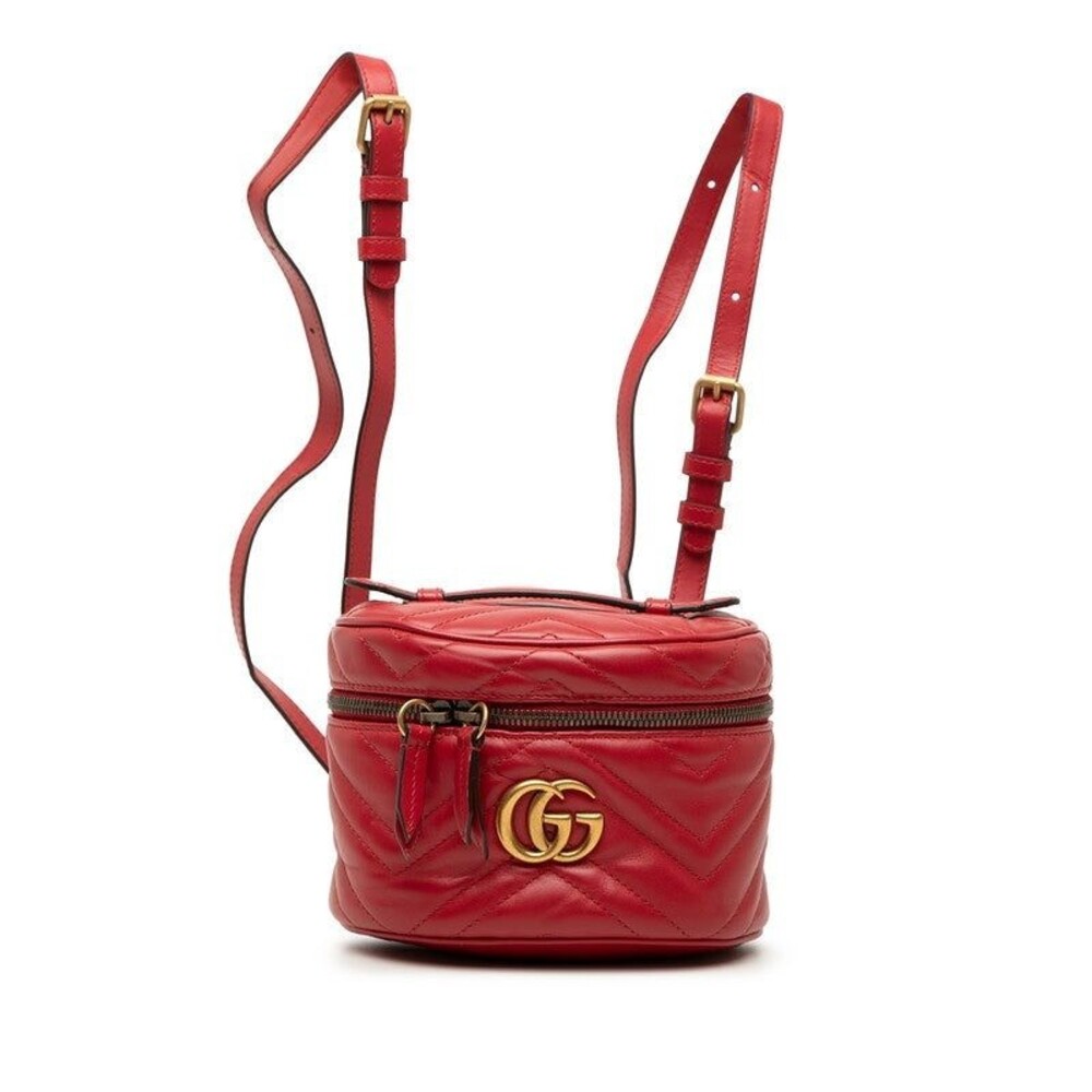 Gucci GG Marmont Leather Quilted Backpack Red